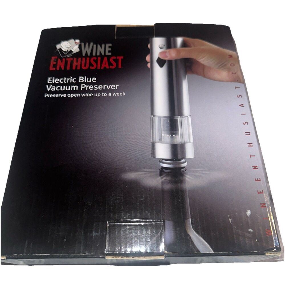 Wine Enthusiast Electric Blue Vacuum Preserver Wine Saver Pump System NEW
